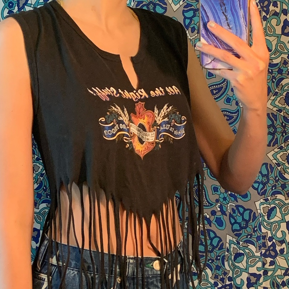 VINTAGE HARLEY DAVIDSON FRINGE CROPPED TANKTOP